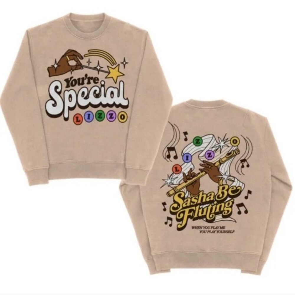 Lizzo Sasha Be Fluting Homecoming You're Special Tan Crewneck 3X EUC